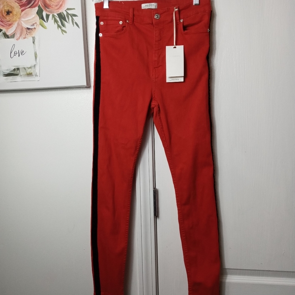 ZARA Red and black stripe jeggings NWT - Picture 7 of 10